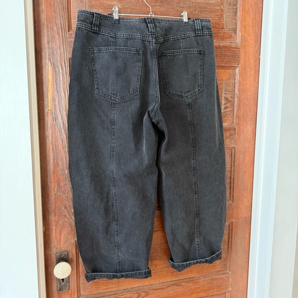Future Collective Mid-Rise Barrel Leg Jeans - Black Wash, Size 12 - Picture 5 of 7